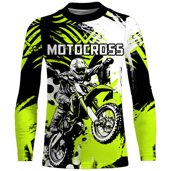 Motocross Racing Jersey Upf30+ Lime Green Youth Dirt Bike Shirt Kid Men Jersey Off-road Shirt XM143