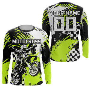 Motocross Racing Jersey Upf30+ Lime Green Youth Dirt Bike Shirt Kid Men Jersey Off-road Shirt XM143