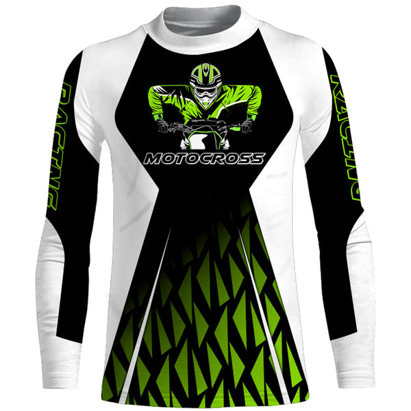 Green Motocross Jersey UPF30+ Dirt Bike Youth Motocross Riding Shirt Men Women Kid Off-Road XM12