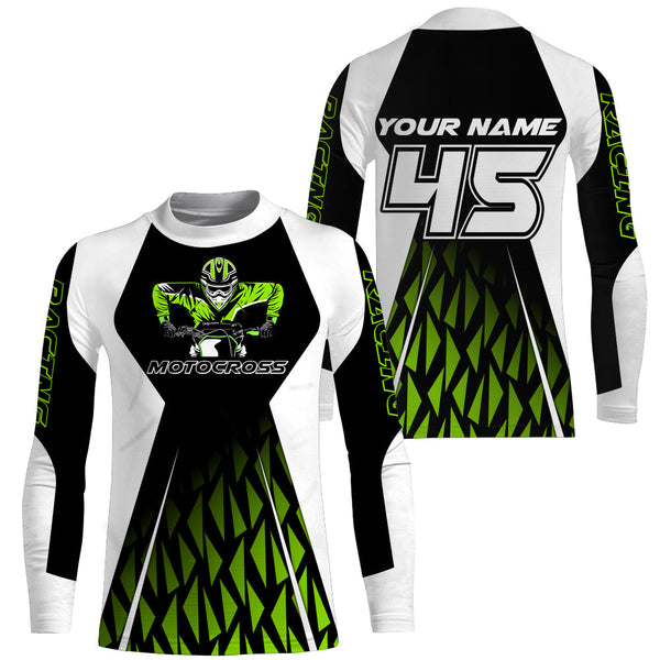 Green Motocross Jersey UPF30+ Dirt Bike Youth Motocross Riding Shirt Men Women Kid Off-Road XM12