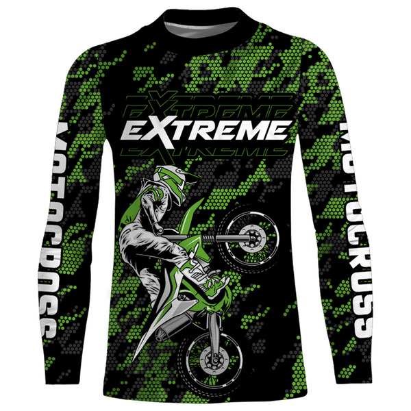 Motocross Jersey Green Upf30+ Dirt Bike Racing Off-Road Jersey Motorcycle Long Sleeves XM146