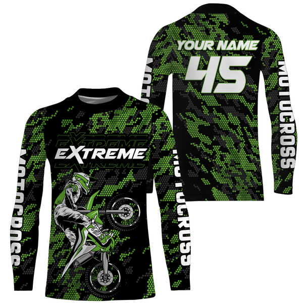 Motocross Jersey Green Upf30+ Dirt Bike Racing Off-Road Jersey Motorcycle Long Sleeves XM146