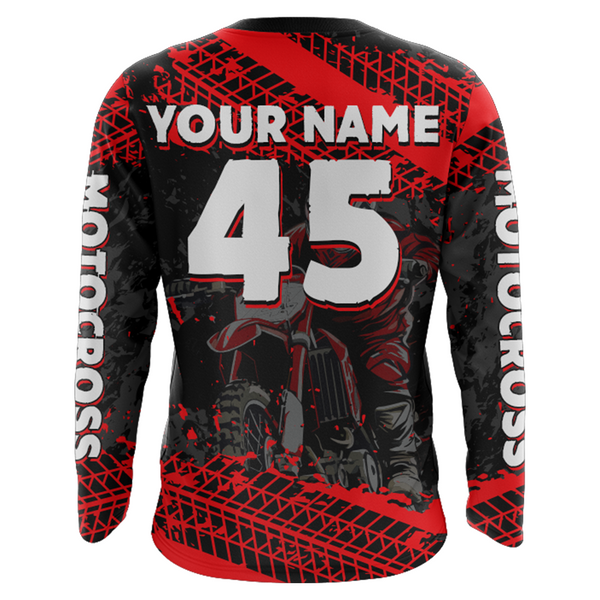 Custom Dirt Bike Motocross Racing Jersey Youth Kid Men Upf30+ Off-Road Riding Shirt Red XM228