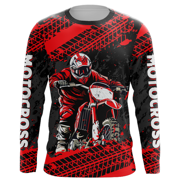 Custom Dirt Bike Motocross Racing Jersey Youth Kid Men Upf30+ Off-Road Riding Shirt Red XM228