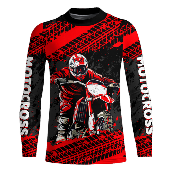 Custom Dirt Bike Motocross Racing Jersey Youth Kid Men Upf30+ Off-Road Riding Shirt Red XM228