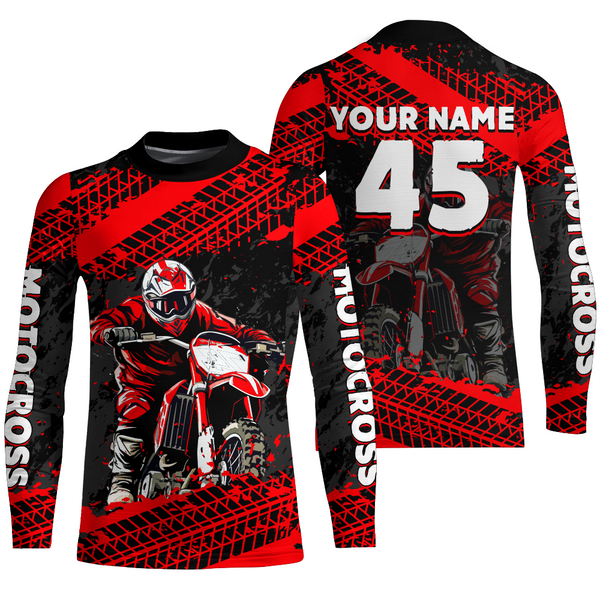 Custom Dirt Bike Motocross Racing Jersey Youth Kid Men Upf30+ Off-Road Riding Shirt Red XM228