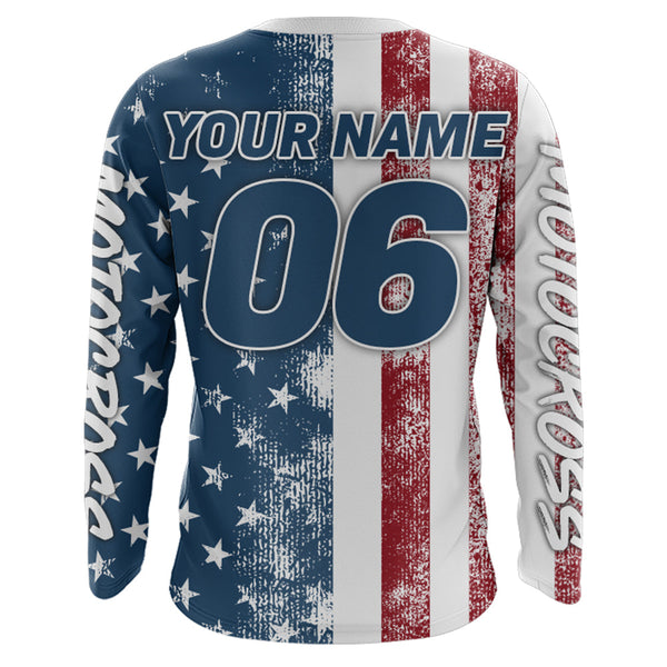 Motocross American Flag Racing Jersey UPF30+ Dirt Bike Shirt Youth Men Women Brap Motorcycle XM101