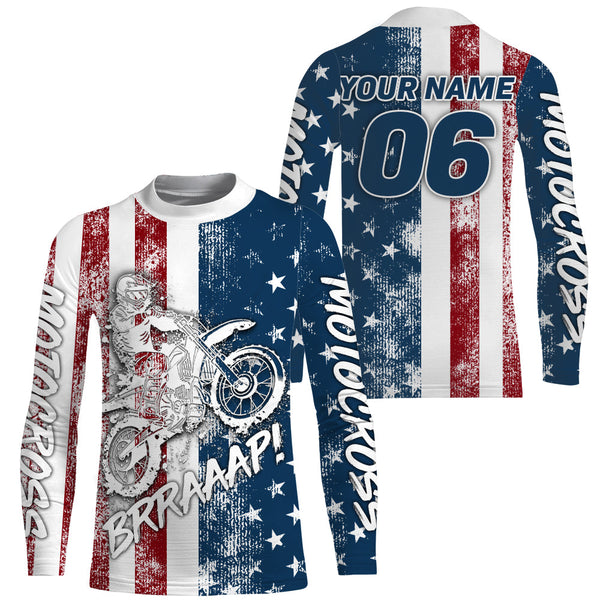 Motocross American Flag Racing Jersey UPF30+ Dirt Bike Shirt Youth Men Women Brap Motorcycle XM101