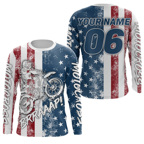 Motocross American Flag Racing Jersey UPF30+ Dirt Bike Shirt Youth Men Women Brap Motorcycle XM101