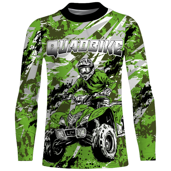 ATV Motocross Racing Jersey Green Upf30+ ATV Quad Bike Jersey Off-road Men Kid Women MX06