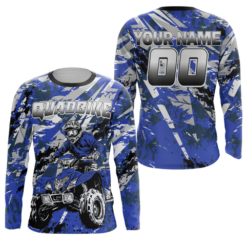 ATV Motocross Racing Jersey Blue Upf30+ ATV Quad Bike Jersey Off-road Men Kid Women MX06