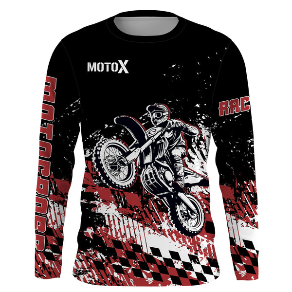 Motocross Racing Jersey Red MX UPF30+ Youth Dirt Bike Shirt Motox Motorcycle Off-Road Shirt XM110