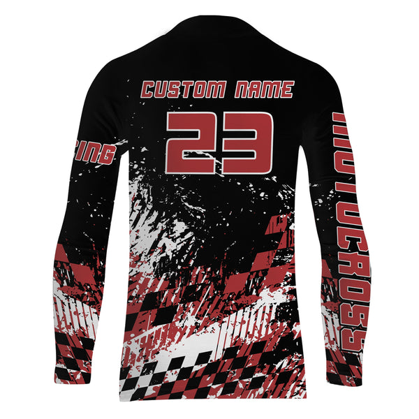 Motocross Racing Jersey Red MX UPF30+ Youth Dirt Bike Shirt Motox Motorcycle Off-Road Shirt XM110