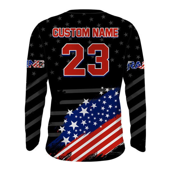 American Motorcycle Jersey Personalized UPF30+ Patriotic Youth Dirt Bike Shirt Kid Men Off-road Riders| XM114