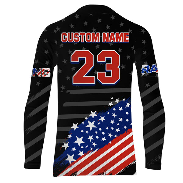 American Motorcycle Jersey Personalized UPF30+ Patriotic Youth Dirt Bike Shirt Kid Men Off-road Riders| XM114