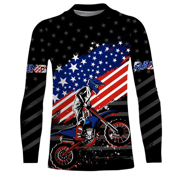 American Motorcycle Jersey Personalized UPF30+ Patriotic Youth Dirt Bike Shirt Kid Men Off-road Riders| XM114