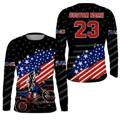 American Motorcycle Jersey Personalized UPF30+ Patriotic Youth Dirt Bike Shirt Kid Men Off-road Riders| XM114