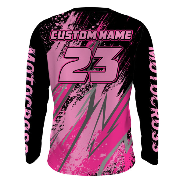 Pink Motocross Racing Jersey Upf30+ Youth Racing Dirt Bike Shirt Off-road Girl Women XM171