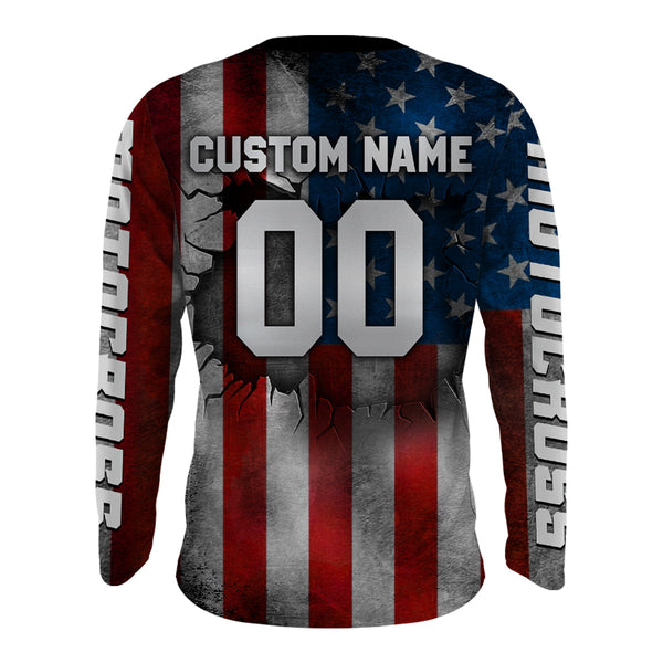 ATV Motocross Racing Jersey American Flag UPF30+ ATV Quad Bike Shirt Men Kid Women MX63