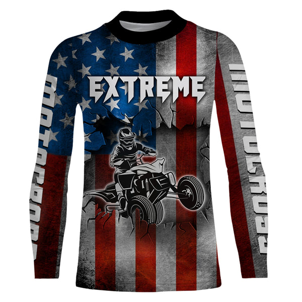 ATV Motocross Racing Jersey American Flag UPF30+ ATV Quad Bike Shirt Men Kid Women MX63