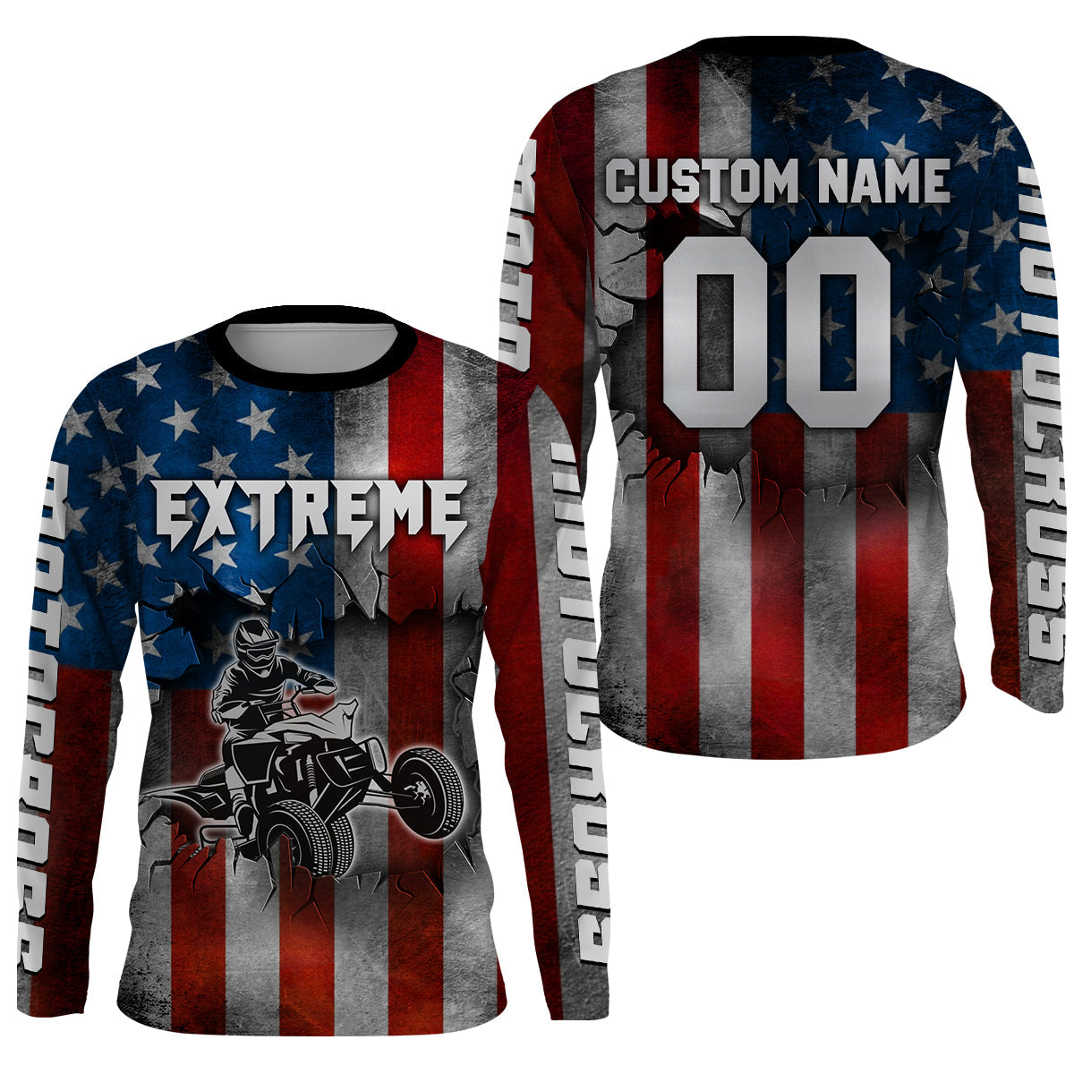 ATV Motocross Racing Jersey American Flag UPF30+ ATV Quad Bike Shirt Men Kid Women MX63