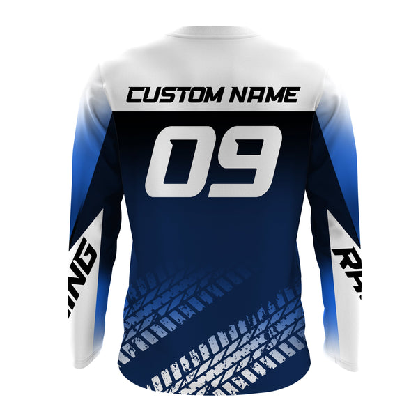 Custom Motocross Jersey UPF30+ Dirt Bike MX Racing Blue Men Women Kid Off-Road Motorcycle Shirt XM115