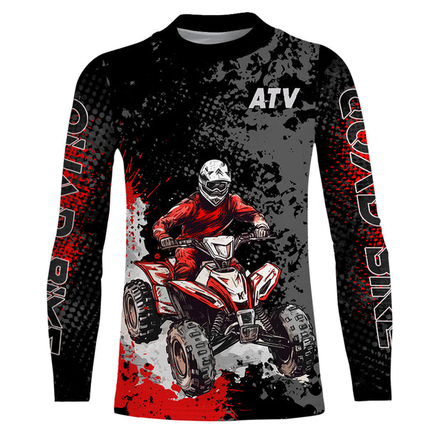 ATV Motocross Racing Jersey Red Upf30+ ATV Riding Quad Bike Shirt For Men Kid Women MX71