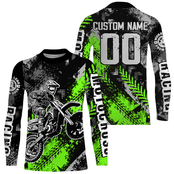 Motocross Racing Jersey Green Upf30+ Dirt Bike Shirt Men Kid Racing Motorcycle Jersey XM246