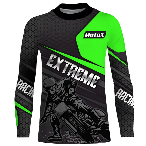 Motocross Racing Shirt Men Women Youth UPF30+ Dirt Bike Jersey Green Off-Road XM207