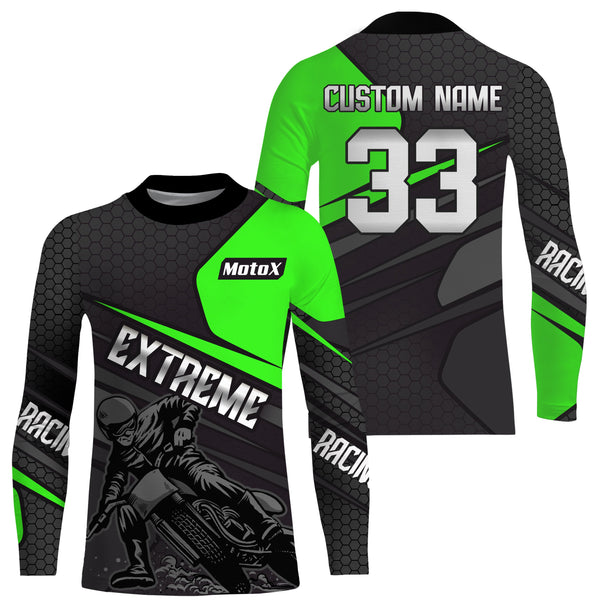 Motocross Racing Shirt Men Women Youth UPF30+ Dirt Bike Jersey Green Off-Road XM207