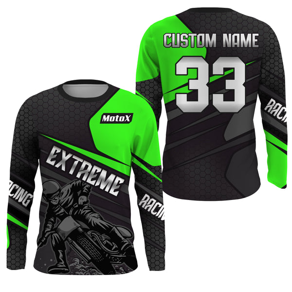 Motocross Racing Shirt Men Women Youth UPF30+ Dirt Bike Jersey Green Off-Road XM207