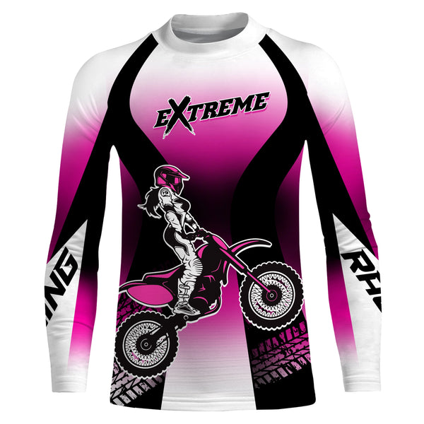 Pink Motocross Racing Jersey Upf30+ Dirt Bike Shirt Youth Women Kid Motorcycle Jersey XM179