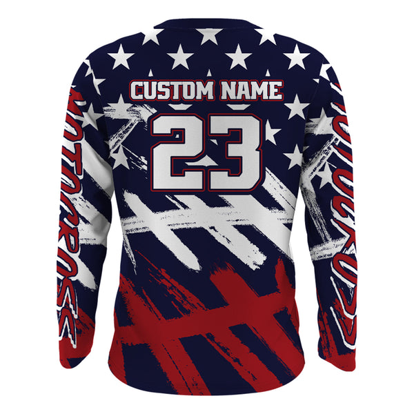 ATV Motocross Racing Jersey American Flag Upf30+ Youth Quad Bike Shirt Men Kid Off-Road MX40