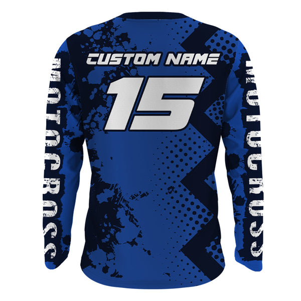 ATV Motocross Jersey Blue Upf30+ Quad Bike Jersey Youth Men Women Kid Motorcycle Shirt MX42