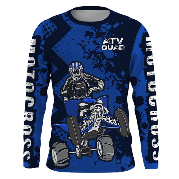 ATV Motocross Jersey Blue Upf30+ Quad Bike Jersey Youth Men Women Kid Motorcycle Shirt MX42