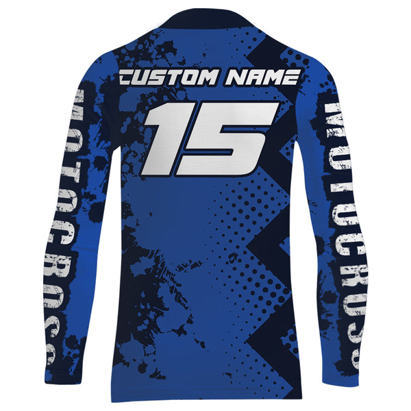 ATV Motocross Jersey Blue Upf30+ Quad Bike Jersey Youth Men Women Kid Motorcycle Shirt MX42