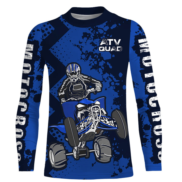 ATV Motocross Jersey Blue Upf30+ Quad Bike Jersey Youth Men Women Kid Motorcycle Shirt MX42