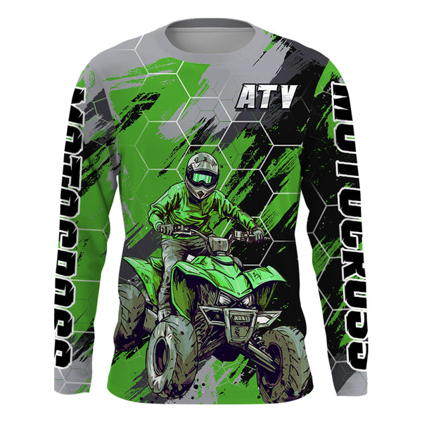 ATV Motocross Racing Jersey Green Upf30+ ATV Quad Bike Jersey Youth Men Women Kid MX43