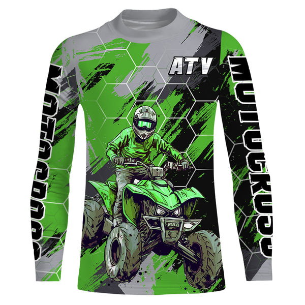 ATV Motocross Racing Jersey Green Upf30+ ATV Quad Bike Jersey Youth Men Women Kid MX43