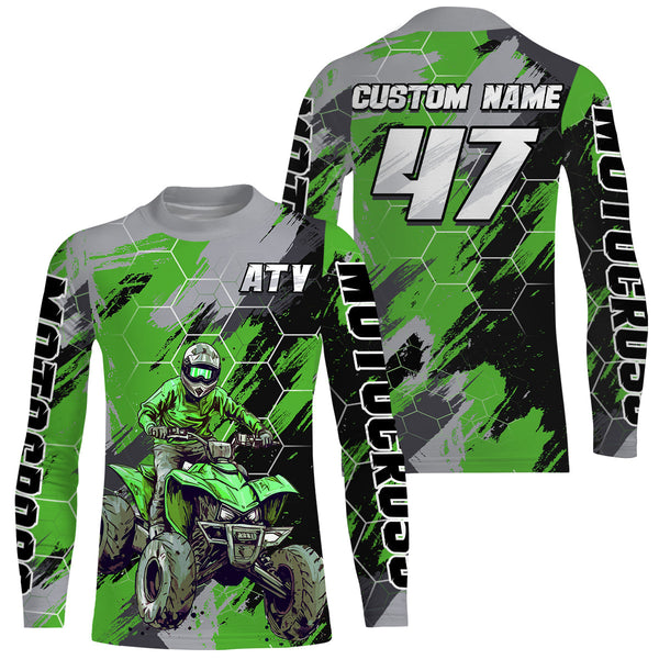 ATV Motocross Racing Jersey Green Upf30+ ATV Quad Bike Jersey Youth Men Women Kid MX43