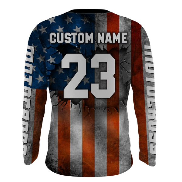 Motocross Jersey UPF30+ American Flag Dirt Bike Racing Adult&Kid Extreme Off-Road Shirt XM62