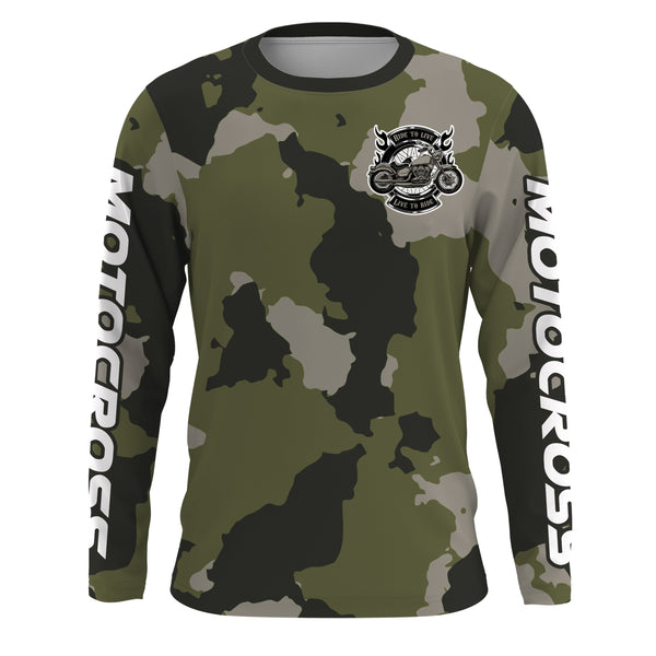 Camo Motocross Jersey Women Men Kid UPF30+ Dirt Bike Shirt Ride To Live MX Racing Off-Road XM126