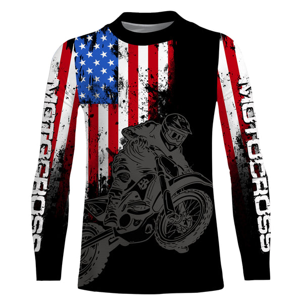 American Flag Motocross Jersey Men UPF30+ Dirt Bike Shirt Women Kid Patriotic MX Racing Shirt XM75