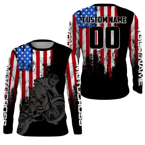 American Flag Motocross Jersey Men UPF30+ Dirt Bike Shirt Women Kid Patriotic MX Racing Shirt XM75