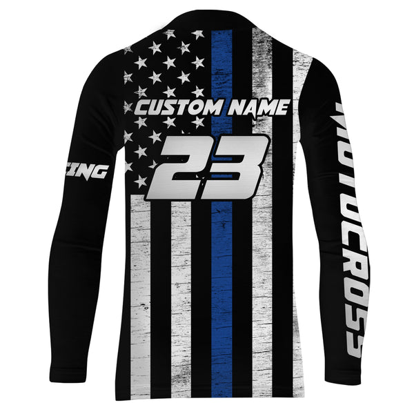 American Flag Motocross Jersey UPF30+ Youth Women Men Kid Dirt Bike Shirt Patriotic MX Racing Jersey XM77