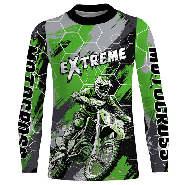 Motocross Racing Jersey Green Upf30+ Youth Dirt Bike Shirt Motorcycle Men MX Off-Road XM140