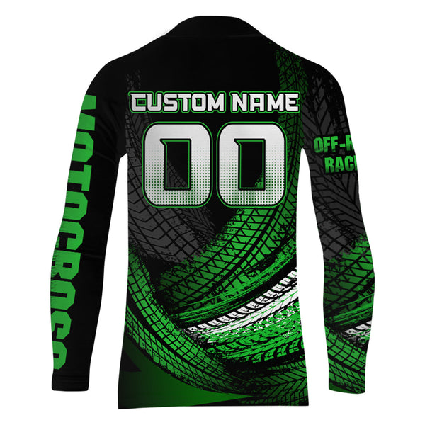 Dirt Bike Jersey Youth Men Kid Upf30+ Motocross Riding Shirt Green Motorcycle Jersey XM222