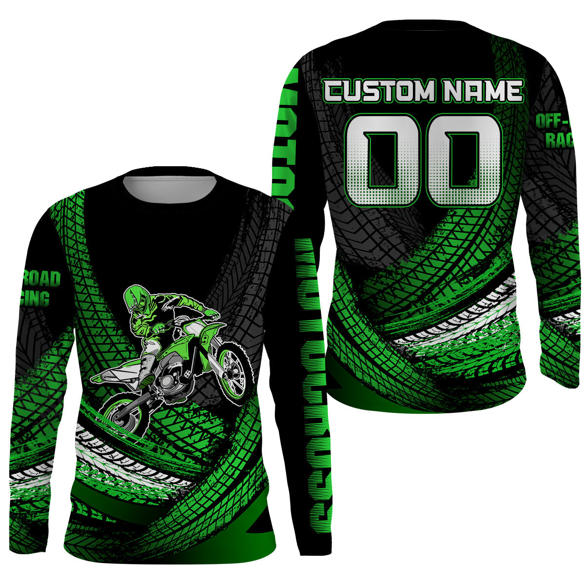 Dirt Bike Jersey Youth Men Kid Upf30+ Motocross Riding Shirt Green Motorcycle Jersey XM222