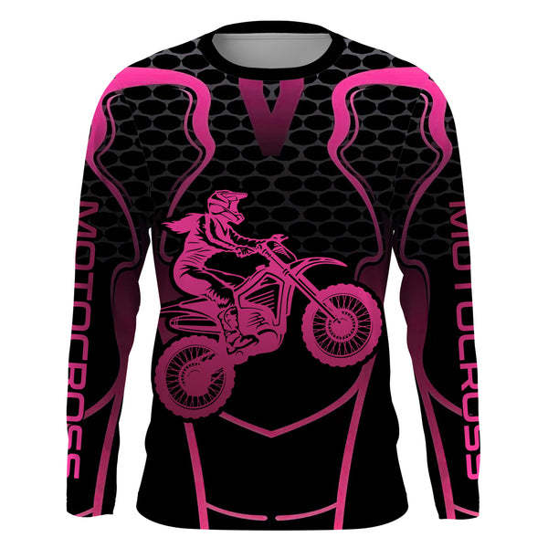 Pink Motocross Jersey Women Girl Upf30+ Youth Dirt Bike Racing Shirt Motorcycle Off-Road XM195