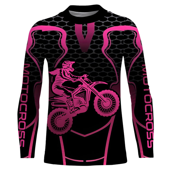 Pink Motocross Jersey Women Girl Upf30+ Youth Dirt Bike Racing Shirt Motorcycle Off-Road XM195